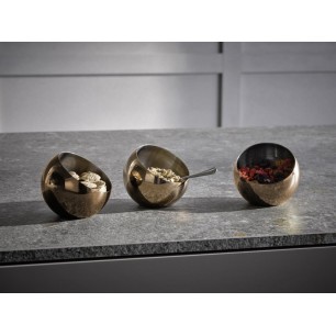 Комплект от 3 иноксови купи, 18/8, кръгли, скосени, ф8см, h7см, 100мл, copper, „SPHERE“ – APS