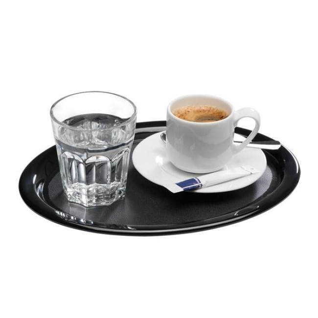 Меламинов поднос, 26х20хh1,5см , овален, черен, стакабъл, KAFFEEHAUS – APS