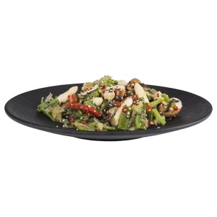 Меламинова чиния, кръгла, ф26см, h3см, черна, стакабъл, „NERO“ – APS