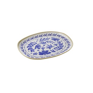 Меламиново плато, овално, GN 1/2, 32,5x26,5xh2,5см, бяло/бежаво/синьо, стакабъл, FLORYN – APS