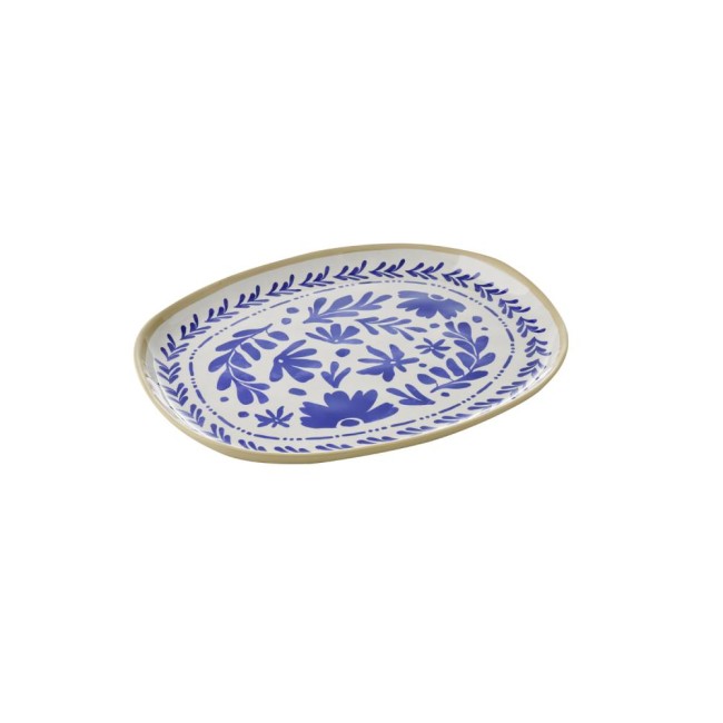 Меламиново плато, овално, GN 1/2, 32,5x26,5xh2,5см, бяло/бежаво/синьо, стакабъл, FLORYN – APS