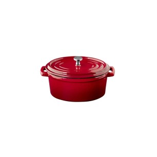 Чугунена мини тенджера с капак и емайлирано покритие, овална, 14,5x11,5см, h6,5/9см, 450мл, червена, 5 STARS – APS