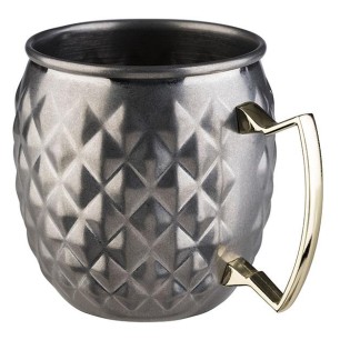 Иноксова релефна чаша за коктейли с дръжка, ф9,5см, h10см, 500мл, „MOSCOW MULE“ – APS
