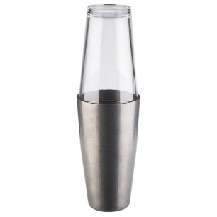 Иноксов шейкър със стъклена чаша stainless-antique бостън 700/400мл - APS
