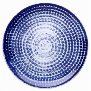 Порцеланова чиния плитка без борд ф24см h2,1см POINTS BLUE - Suisse Langenthal