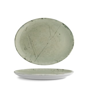 Порцеланова овална чиния, 28см, Stone green - G.Benedikt