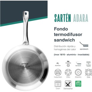 Алуминиев тиган с незалепващо покритие, ф28/19см, h5см, 3,5мм, ADARA, GARINOX – Lacor