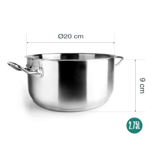 Иноксова тенджера без капак, ф20см, h9см, 2,75л, Gastro – Garinox