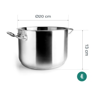 Иноксова тенджера без капак, ф20см, h13см, 4л, Gastro – Garinox