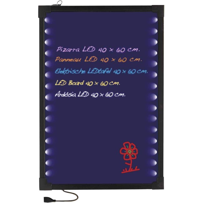 Електрическа LED информационна дъска, черна, правоъгълна, 220-240V, 50/60Hz, 2W, 38 функции, 40x60см, 2,35кг  – Lacor