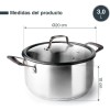 Иноксова тенджера със стъклен капак, ф20см, h10см, 3л, ORIGIN - Lacor