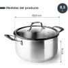 Иноксова тенджера със стъклен капак, ф28см, h14см, 8,3л, ORIGIN - Lacor