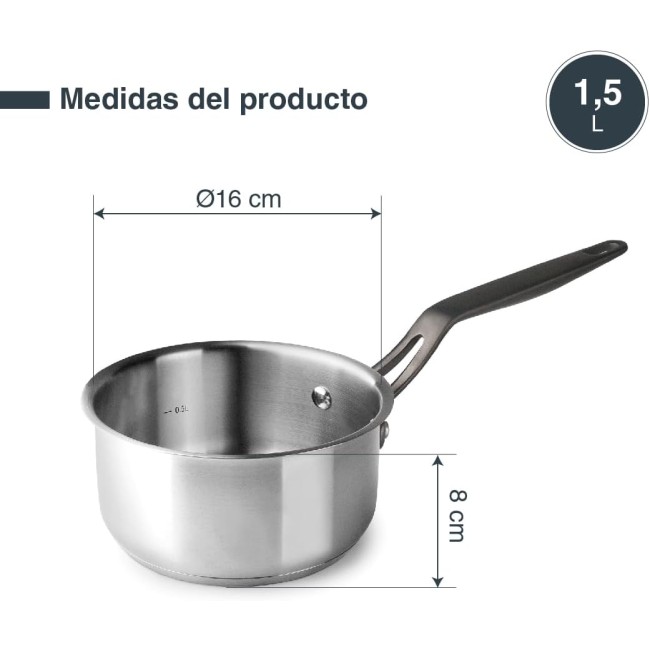 Иноксова касерола, ф16см, h8см, 1,5л, ORIGIN - Lacor