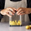 Ръчна мултифункционална преса / резачка за плодове и зеленчуци, пластмаса/инокс, 3 сменяеми приставки, неплъзгаща се основа, 11x9xh14см – Lacor