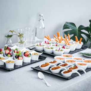 Комплект от 6 пластмасови кръгли купички тип цвете, ф8,5см, h5,5см, 115мл, бели, стакабъл, DEGUSTARE – Lacor