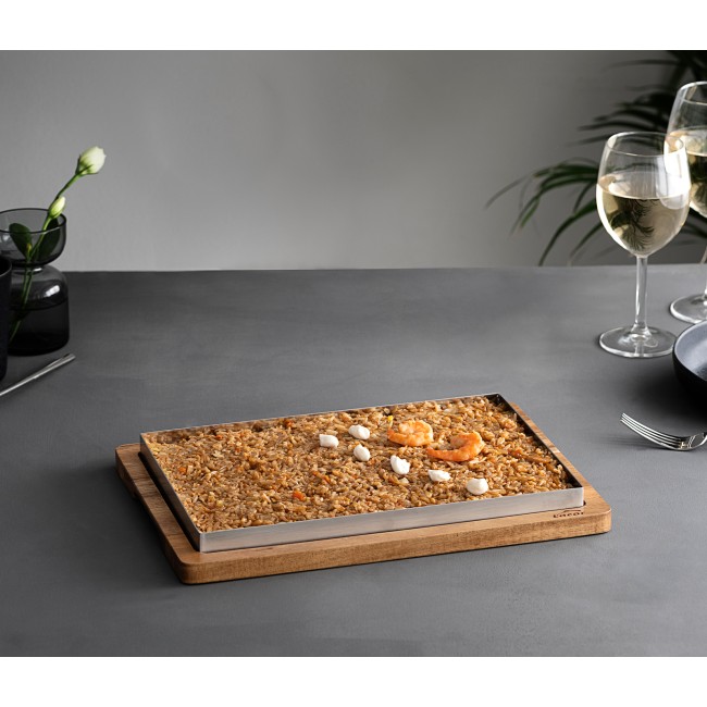 Комплект иноксова тава с дървена подложка, 33x23см, h3см, Rice launa – Lacor
