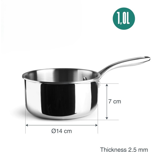 Иноксова касерола, 18/10, ф14см, h7см, 2,5мм, 1л, TriChef – Lacor