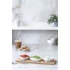 Бамбуков плато/поднос с 3 порцеланови триъгълни купички, 28x10x1см(плато), 9,5x8,5x3см(купички), 90мл, Basic – Lacor