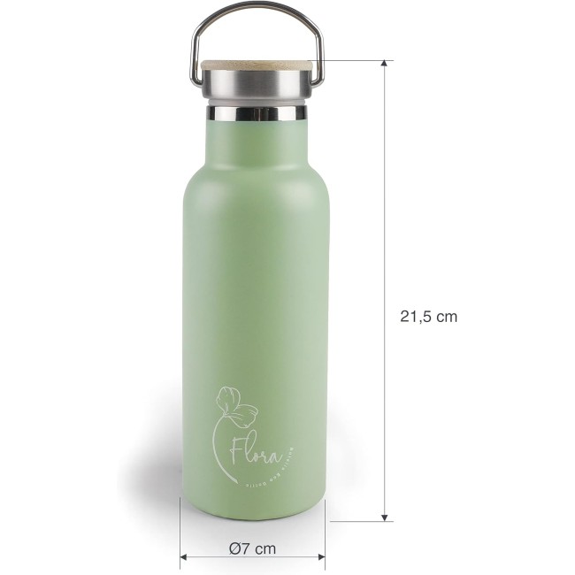 Иноксова термо бутилка, 500мл, INOX 18/10, зелена, FLORA - Lacor