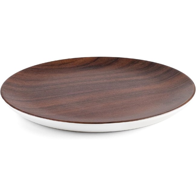 Меламинова чиния, кръгла, ф26см, h2,2см, дървесно/бяло, стакабъл, WOOD – Lacor