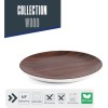 Меламинова чиния, кръгла, ф26см, h2,2см, дървесно/бяло, стакабъл, WOOD – Lacor