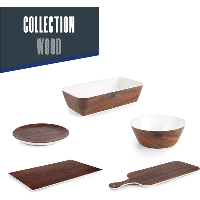 Меламиново плато, правоъгълно, 53x32,5xh1см, дървесно/бяло, стакабъл, WOOD – Lacor