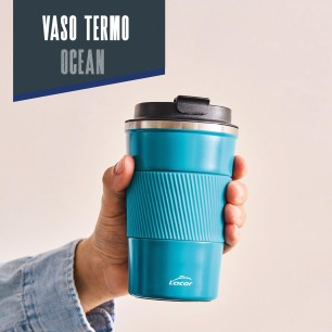Термо чаша, инокс/полипропилен/силикон, 350мл, h15см, синя, OCEAN – Lacor