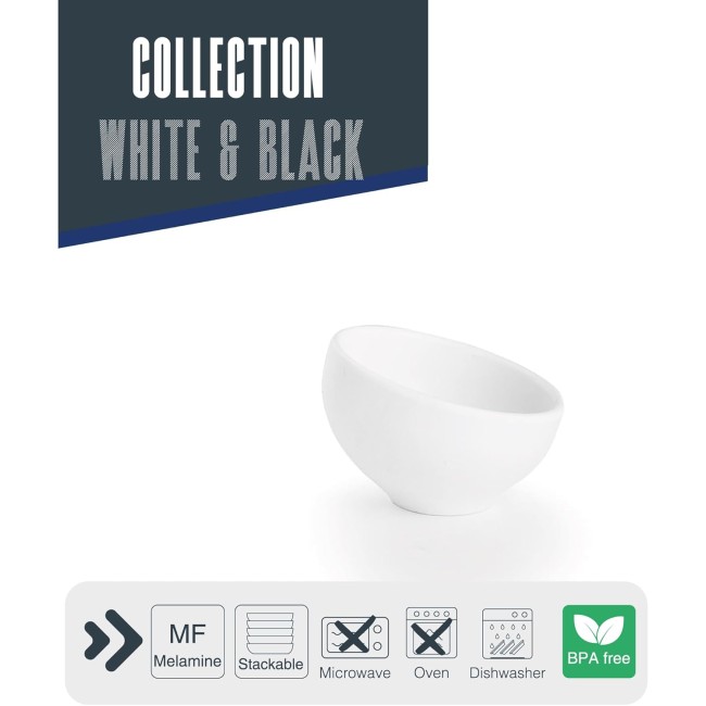 Меламинова купа, скосена, кръгла, ф8см, h5см, бяла, стакабъл, WHITE AND BLACK – Lacor