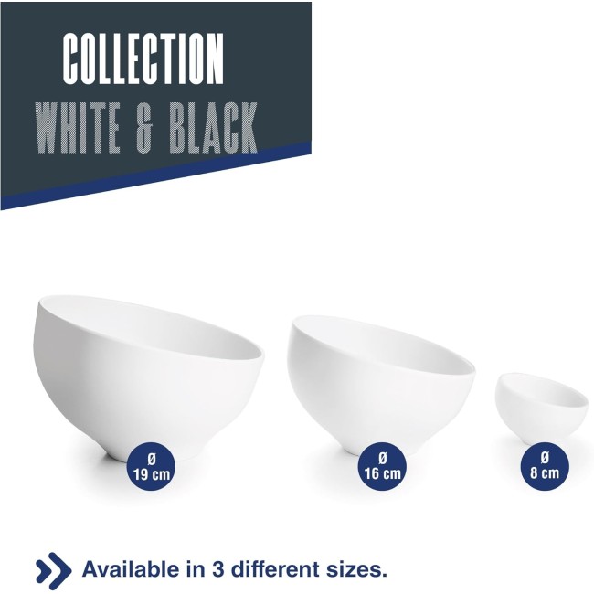 Меламинова купа, скосена, кръгла, ф8см, h5см, бяла, стакабъл, WHITE AND BLACK – Lacor