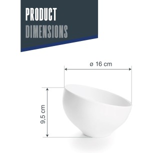 Меламинова купа, скосена, кръгла, ф16см, h9,5см, бяла, стакабъл, WHITE AND BLACK – Lacor