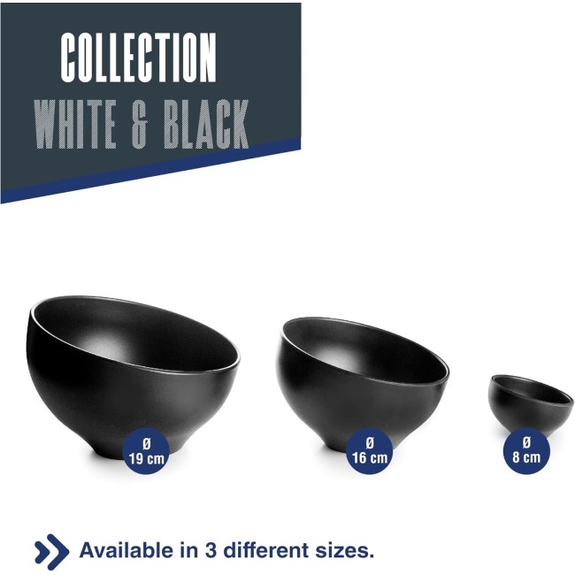 Меламинова купа, скосена, кръгла, ф19см, h11,5см, черна, стакабъл, WHITE AND BLACK – Lacor