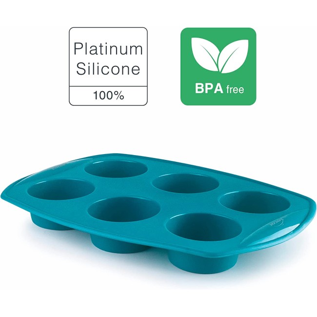 Силиконова форма за мъфини с 6 гнезда, ф6,5см, h3см, 0,08л, OCEAN, PLATINIUM – Lacor
