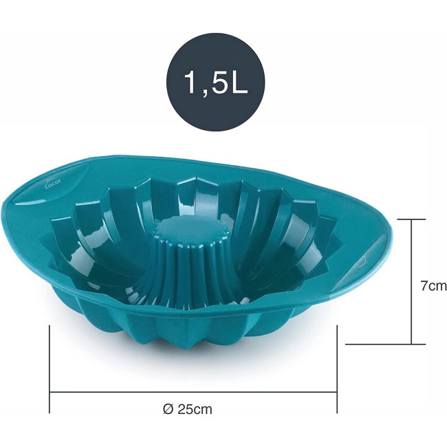Силиконова ниска форма за кекс, ф25см, h7см, 1,5л, кръгла, OCEAN, PLATINIUM – Lacor