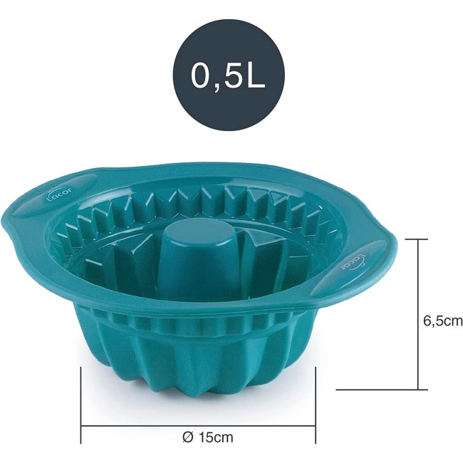 Силиконова мини форма за кекс, ф15см, h6,5см, 0,5л, кръгла, OCEAN, PLATINIUM – Lacor