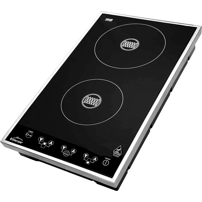 Индукционен електрически плот / котлон с 2 зони, вертикален, 220-240V, 50/60Hz, 1800 +1300 W, 8 нива, 0 – 99мин, 29x51x9см, 4,5кг, DUAL VERTICAL – Lacor
