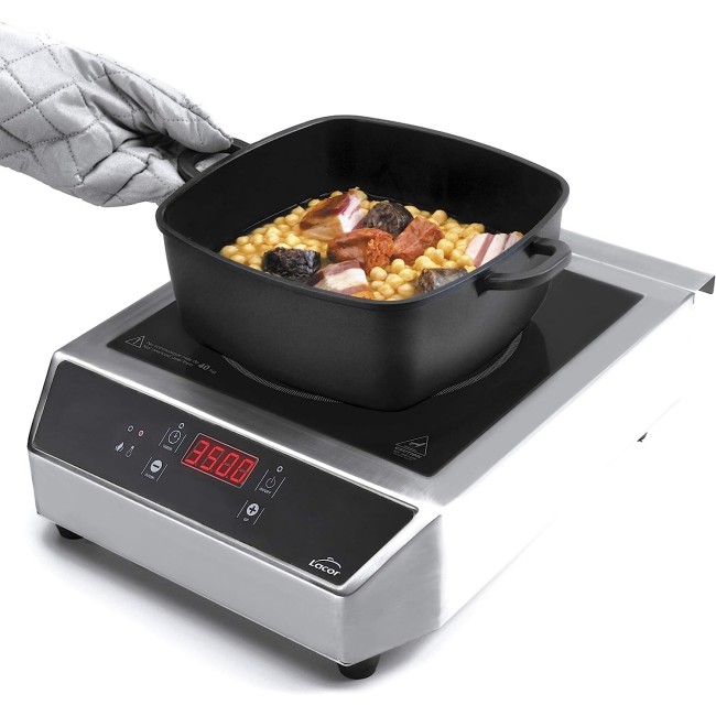 Професионален индукционен електрически плот / котлон, 220-240V, 50/60Hz, 3500W, 17 нива, 35°C - 240°C, 0 – 180мин, 34x43x12см, 7,35кг, CHEF – Lacor