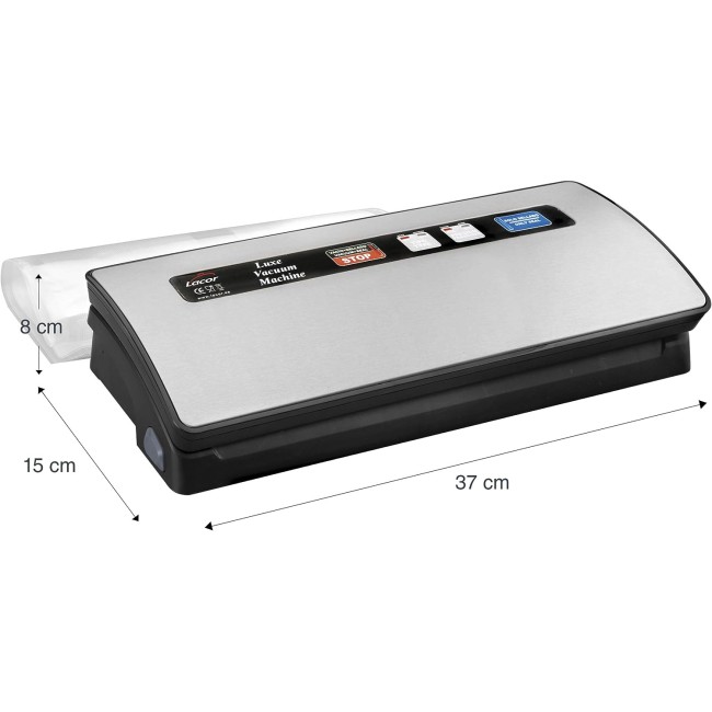 Електричеси уред за вакуумиране на храна, 220-240V, 50Hz, 120W, 0,4 - 0,8 bar, 9л/мин, 37x14,4x7,4см, 1,55кг, LUXE - Lacor