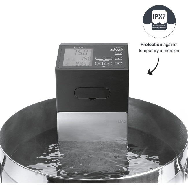 Електрически професионален уред за нискотемпературно готвене / Sous Vide (су вид), 220-240V, 50/60Hz, 1500W, 6л/мин, 5 - 99°C, 40л, 14x14x33см, 1,93кг, PRO - Lacor