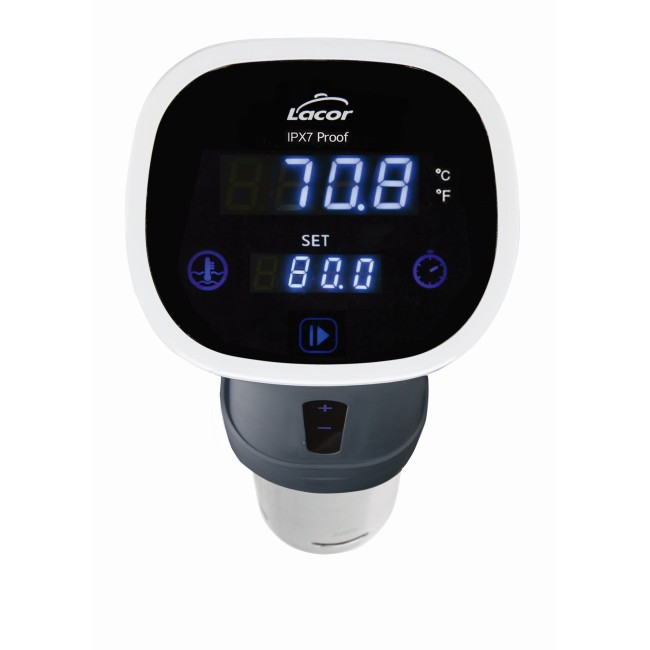 Електрически уред за нискотемпературно готвене / Sous Vide (су вид), 220-240V; 50/60Hz, 1200W, 20-90 °C (1 °C), 15л max, 10x37см, антацит, GOURMET - Lacor