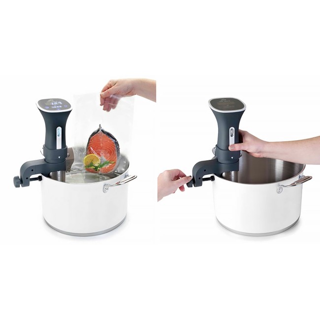 Електрически уред за нискотемпературно готвене / Sous Vide (су вид), 220-240V; 50/60Hz, 1200W, 20-90 °C (1 °C), 15л max, 10x37см, бял, GOURMET - Lacor