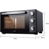 Електрическа фурна, 220-240V, 50/60Hz, 1650W, 70°C - 230°C, таймер: от 0 до 120мин,  28л, 48x30x40см, черна – Lacor