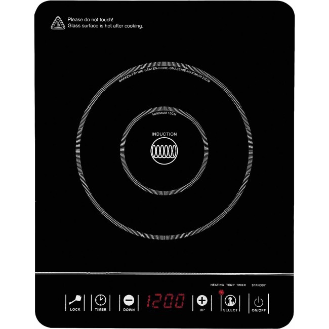 Индукционен електрически плот / котлон, 220-240V, 50/60Hz, 2000W, 8 нива, 0 – 180мин, 30x37x4,5см, 2,67кг, SLIM – Lacor