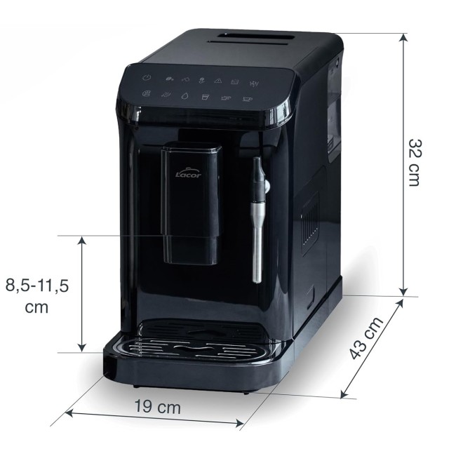 Електрическа автоматична кафемашина, 1350W, 1,5л, 180гр, 20 bar, 43x19x32см, Sabore – Lacor