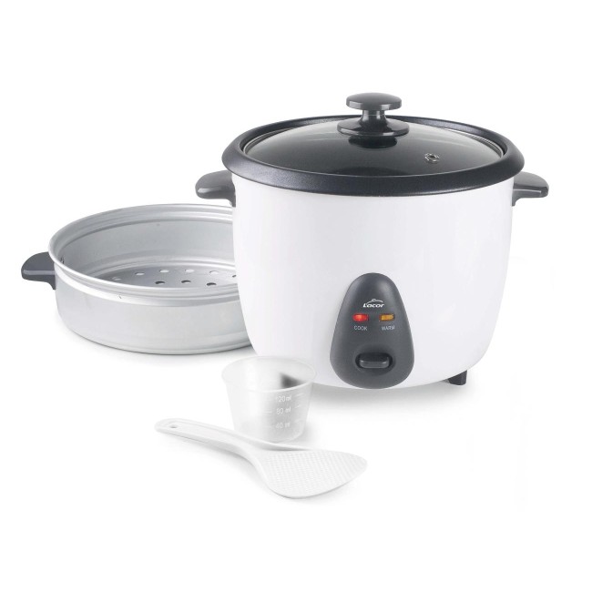 Уред за варене на ориз, 220-240V, 50/60Hz, 400W, 1л, 27,5x23,5x28,5см, 1,6кг, бял - Lacor