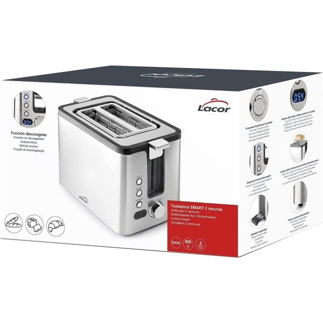 Електрически тостер с 2 слота, 220-240V, 50/60Hz, 800W, 29,3x17,7x19см, 1,65кг, SMART - Lacor