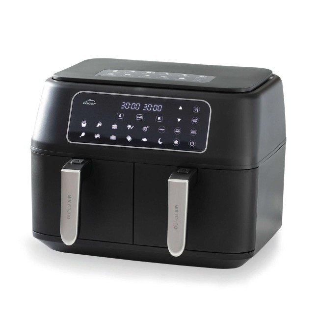 Уред за здравословно готвене / Air Fryer с 11 програми, 220-240V, 50/60Hz, 2400W, 45ºC - 200ºC, 1 - 60 мин, 2 x 4,5л, 41x33,5x31,5см, 7,5кг, DUPLOAIR – Lacor
