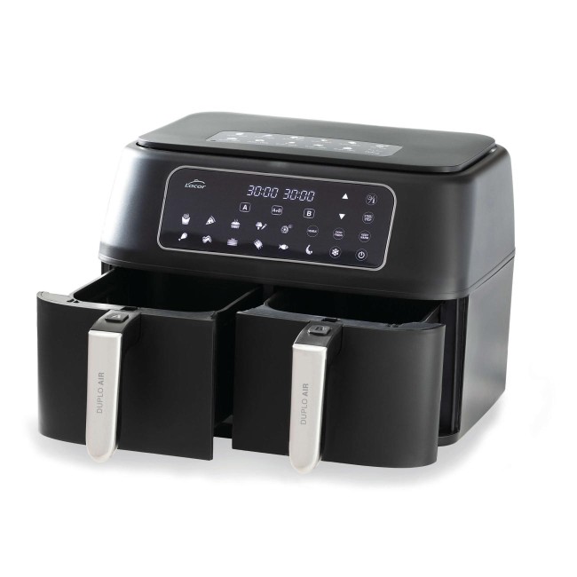 Уред за здравословно готвене / Air Fryer с 11 програми, 220-240V, 50/60Hz, 2400W, 45ºC - 200ºC, 1 - 60 мин, 2 x 4,5л, 41x33,5x31,5см, 7,5кг, DUPLOAIR – Lacor