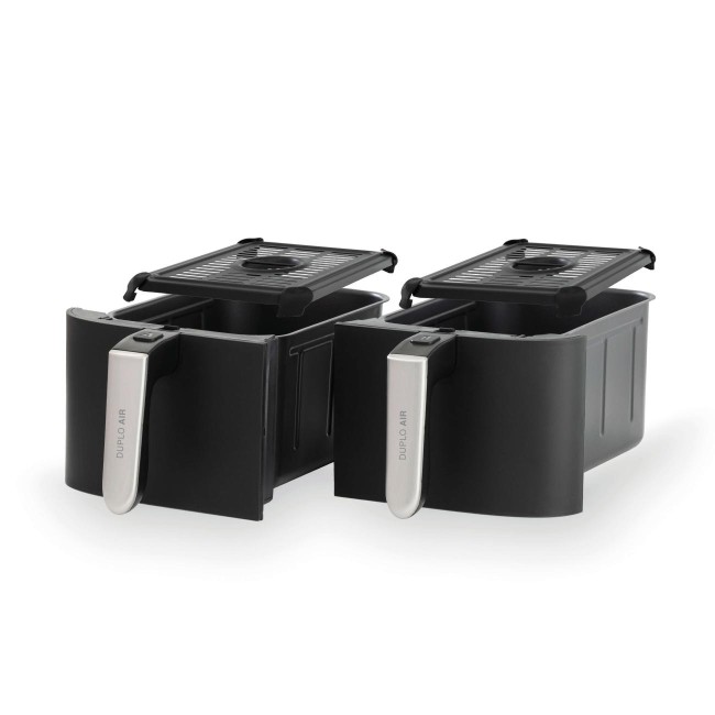 Уред за здравословно готвене / Air Fryer с 11 програми, 220-240V, 50/60Hz, 2400W, 45ºC - 200ºC, 1 - 60 мин, 2 x 4,5л, 41x33,5x31,5см, 7,5кг, DUPLOAIR – Lacor