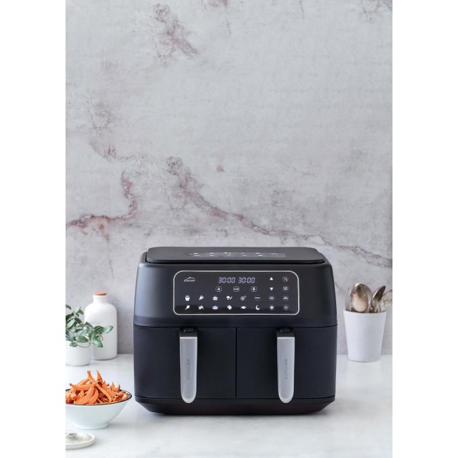 Уред за здравословно готвене / Air Fryer с 11 програми, 220-240V, 50/60Hz, 2400W, 45ºC - 200ºC, 1 - 60 мин, 2 x 4,5л, 41x33,5x31,5см, 7,5кг, DUPLOAIR – Lacor