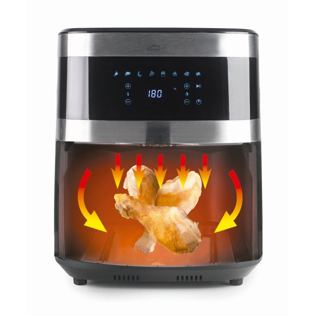 Уред за здравословно готвене / Air Fryer с 8 програми, 220-240V; 50/60Hz, 1500W, 40ºC - 250ºC,  5,5л, 41x30x34,5см, 5,4кг, EcoFry - Lacor